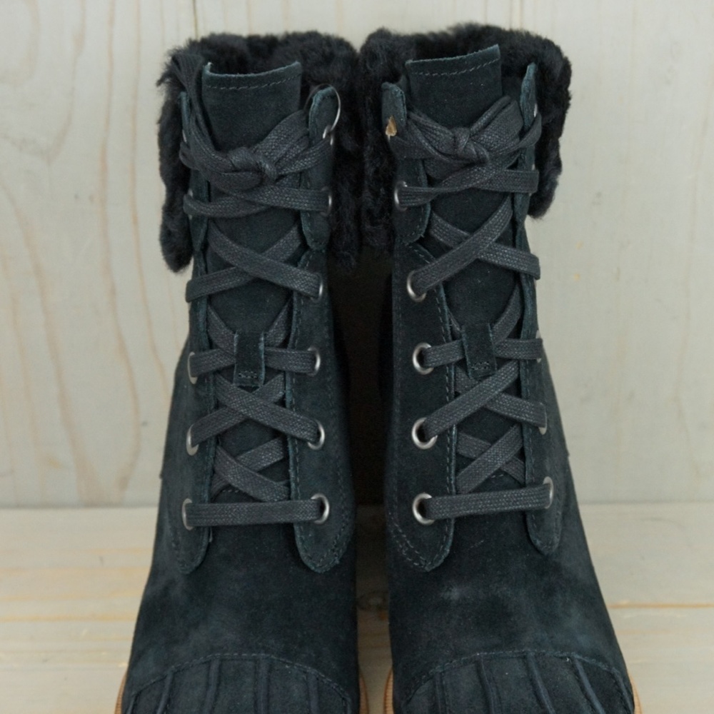 UGG JAXON BLACK FUR CUFF SUEDE BOOTS US 10 NIB - Picture 2 of 5